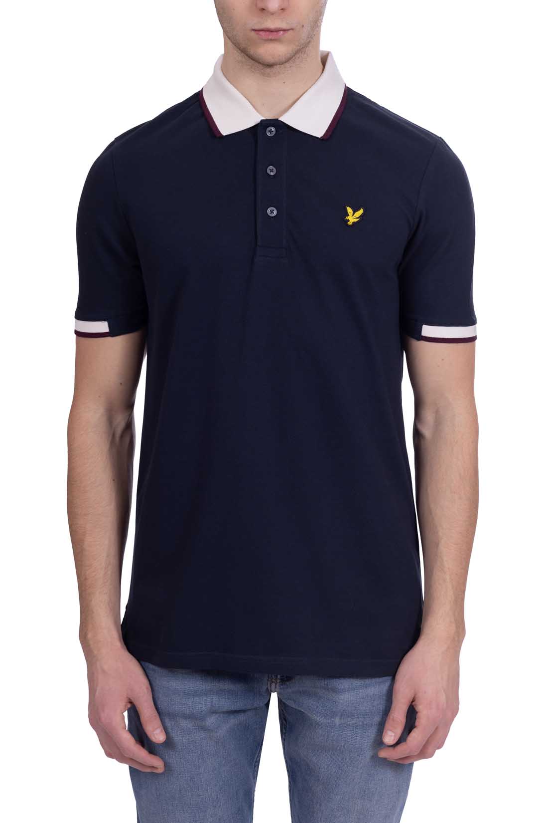 LYLE & SCOTT - Men's polo shirt with colorblock knit details-11